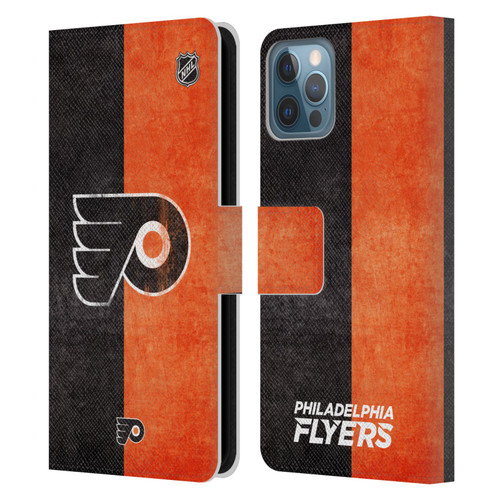 NHL Philadelphia Flyers Half Distressed Leather Book Wallet Case Cover For Apple iPhone 12 / iPhone 12 Pro