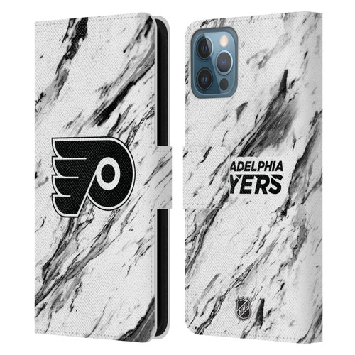 NHL Philadelphia Flyers Marble Leather Book Wallet Case Cover For Apple iPhone 12 / iPhone 12 Pro