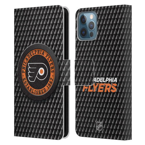 NHL Philadelphia Flyers Puck Texture Leather Book Wallet Case Cover For Apple iPhone 12 / iPhone 12 Pro