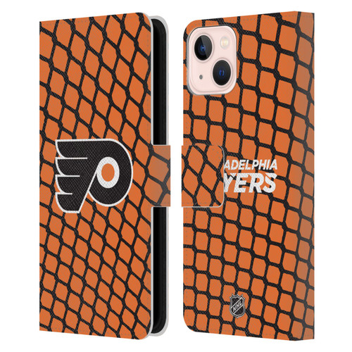 NHL Philadelphia Flyers Net Pattern Leather Book Wallet Case Cover For Apple iPhone 13