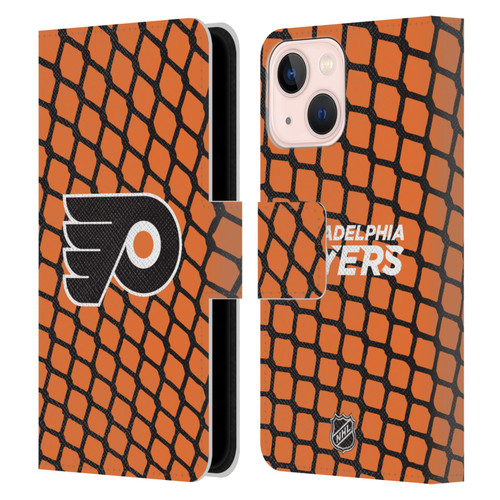 NHL Philadelphia Flyers Net Pattern Leather Book Wallet Case Cover For Apple iPhone 13 Mini