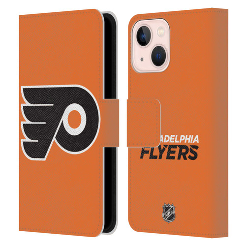 NHL Philadelphia Flyers Plain Leather Book Wallet Case Cover For Apple iPhone 13 Mini