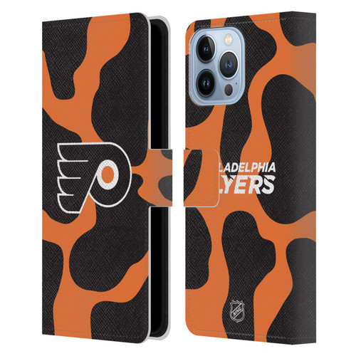 NHL Philadelphia Flyers Cow Pattern Leather Book Wallet Case Cover For Apple iPhone 13 Pro Max