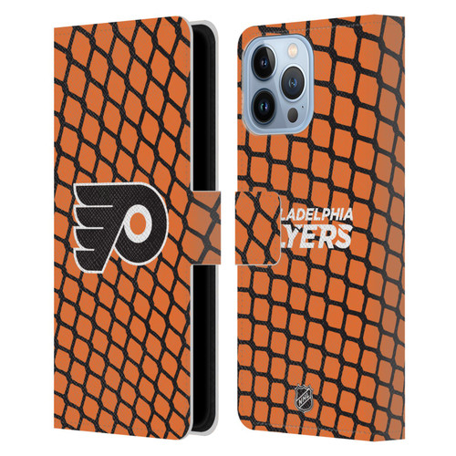 NHL Philadelphia Flyers Net Pattern Leather Book Wallet Case Cover For Apple iPhone 13 Pro Max