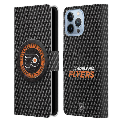 NHL Philadelphia Flyers Puck Texture Leather Book Wallet Case Cover For Apple iPhone 13 Pro Max