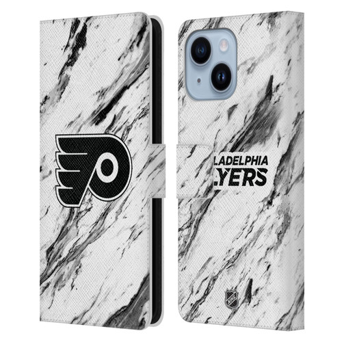 NHL Philadelphia Flyers Marble Leather Book Wallet Case Cover For Apple iPhone 14 Plus