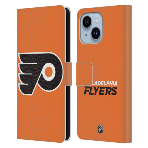 NHL Philadelphia Flyers Plain Leather Book Wallet Case Cover For Apple iPhone 14 Plus
