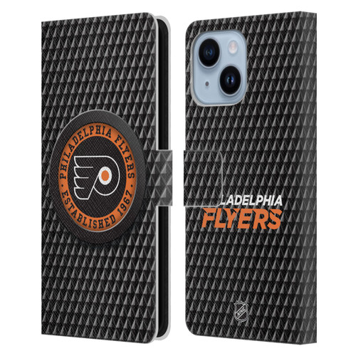 NHL Philadelphia Flyers Puck Texture Leather Book Wallet Case Cover For Apple iPhone 14 Plus