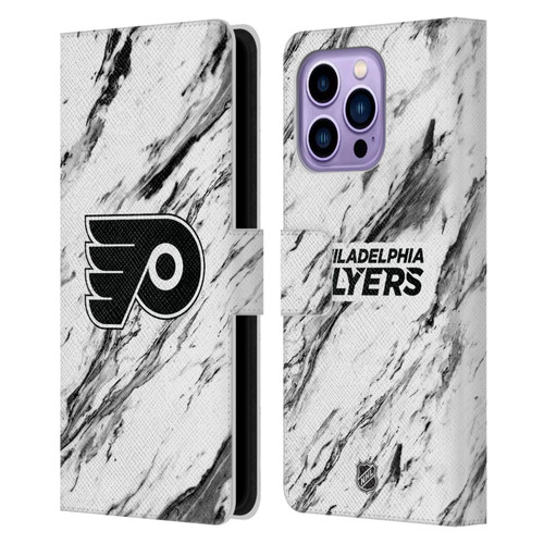 NHL Philadelphia Flyers Marble Leather Book Wallet Case Cover For Apple iPhone 14 Pro Max