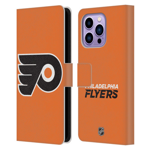 NHL Philadelphia Flyers Plain Leather Book Wallet Case Cover For Apple iPhone 14 Pro Max