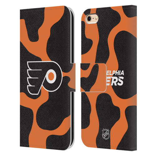 NHL Philadelphia Flyers Cow Pattern Leather Book Wallet Case Cover For Apple iPhone 6 / iPhone 6s