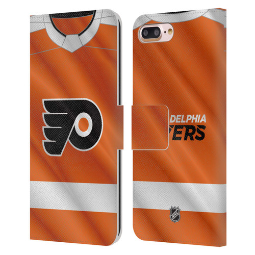 NHL Philadelphia Flyers Jersey Leather Book Wallet Case Cover For Apple iPhone 7 Plus / iPhone 8 Plus