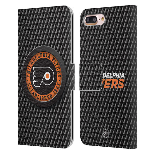 NHL Philadelphia Flyers Puck Texture Leather Book Wallet Case Cover For Apple iPhone 7 Plus / iPhone 8 Plus