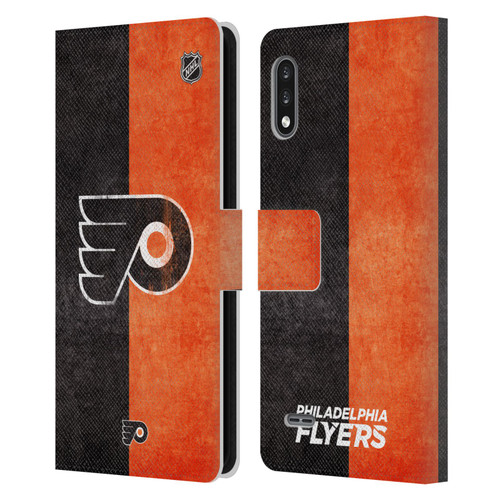 NHL Philadelphia Flyers Half Distressed Leather Book Wallet Case Cover For LG K22