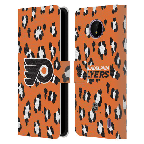NHL Philadelphia Flyers Leopard Patten Leather Book Wallet Case Cover For Nokia C10 / C20
