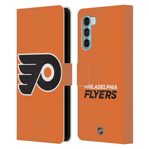 NHL Philadelphia Flyers Plain Leather Book Wallet Case Cover For Motorola Edge S30 / Moto G200 5G