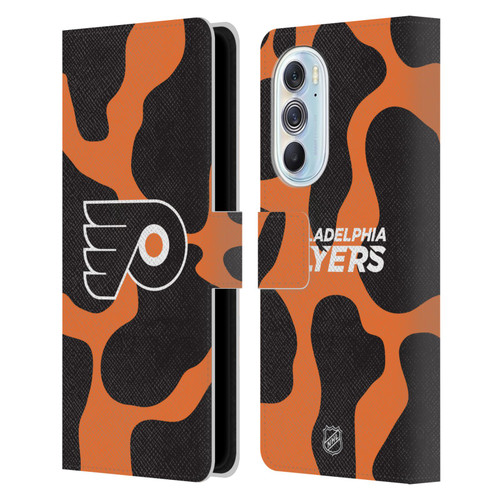 NHL Philadelphia Flyers Cow Pattern Leather Book Wallet Case Cover For Motorola Edge X30