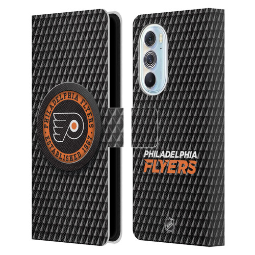 NHL Philadelphia Flyers Puck Texture Leather Book Wallet Case Cover For Motorola Edge X30