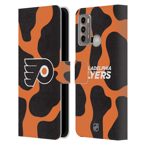 NHL Philadelphia Flyers Cow Pattern Leather Book Wallet Case Cover For Motorola Moto G60 / Moto G40 Fusion