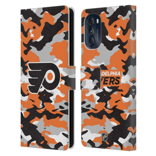 NHL Philadelphia Flyers Camouflage Leather Book Wallet Case Cover For Motorola Moto G (2022)