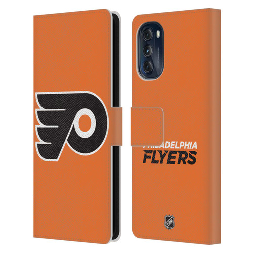 NHL Philadelphia Flyers Plain Leather Book Wallet Case Cover For Motorola Moto G (2022)