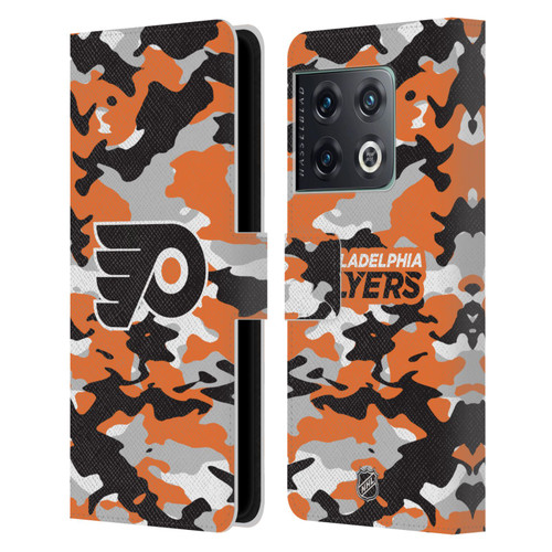 NHL Philadelphia Flyers Camouflage Leather Book Wallet Case Cover For OnePlus 10 Pro