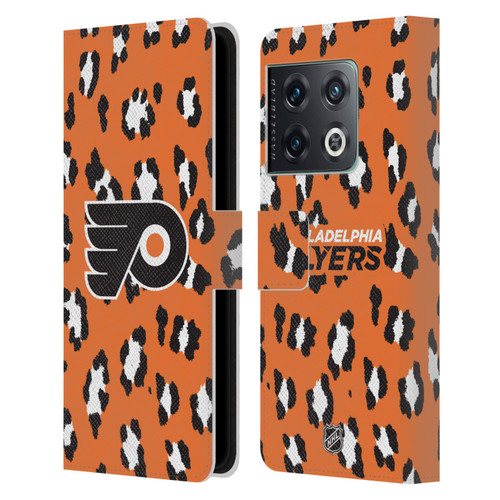 NHL Philadelphia Flyers Leopard Patten Leather Book Wallet Case Cover For OnePlus 10 Pro