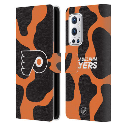 NHL Philadelphia Flyers Cow Pattern Leather Book Wallet Case Cover For OnePlus 9 Pro