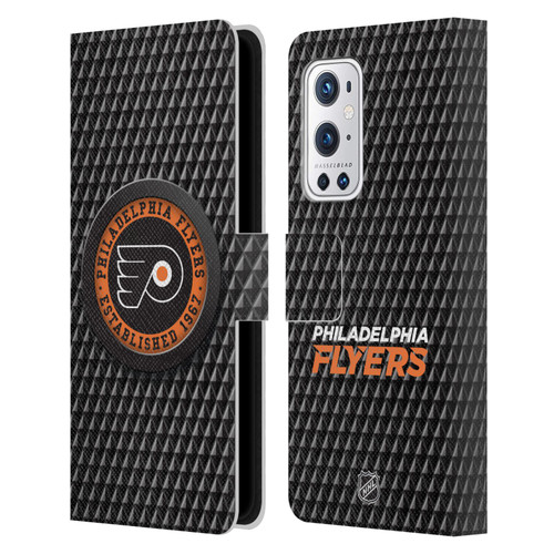 NHL Philadelphia Flyers Puck Texture Leather Book Wallet Case Cover For OnePlus 9 Pro