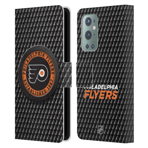 NHL Philadelphia Flyers Puck Texture Leather Book Wallet Case Cover For OnePlus 9