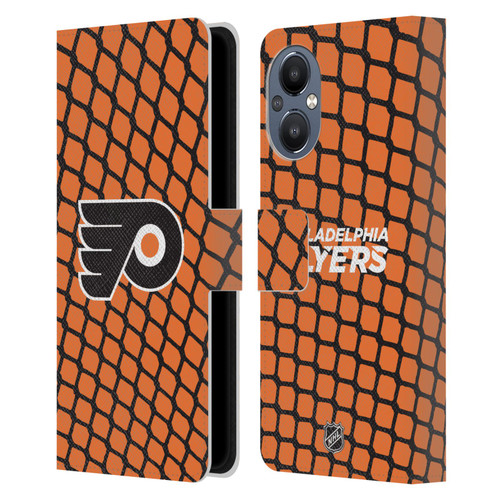 NHL Philadelphia Flyers Net Pattern Leather Book Wallet Case Cover For OnePlus Nord N20 5G