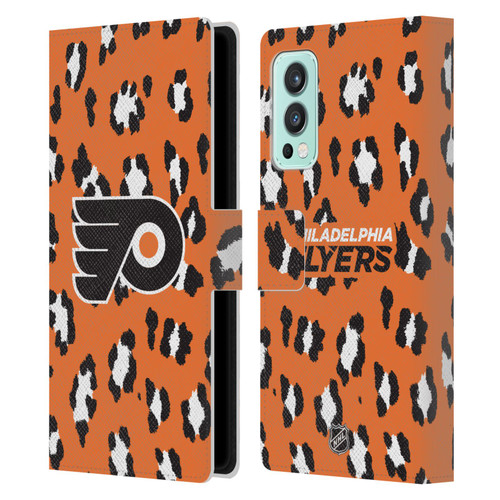 NHL Philadelphia Flyers Leopard Patten Leather Book Wallet Case Cover For OnePlus Nord 2 5G