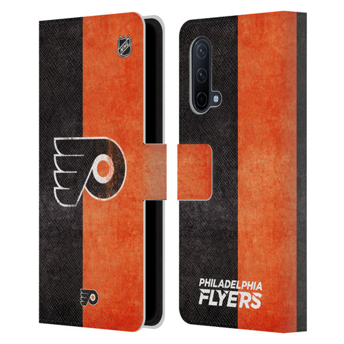 NHL Philadelphia Flyers Half Distressed Leather Book Wallet Case Cover For OnePlus Nord CE 5G