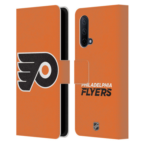NHL Philadelphia Flyers Plain Leather Book Wallet Case Cover For OnePlus Nord CE 5G