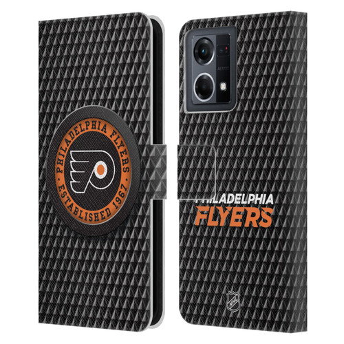 NHL Philadelphia Flyers Puck Texture Leather Book Wallet Case Cover For OPPO Reno8 4G