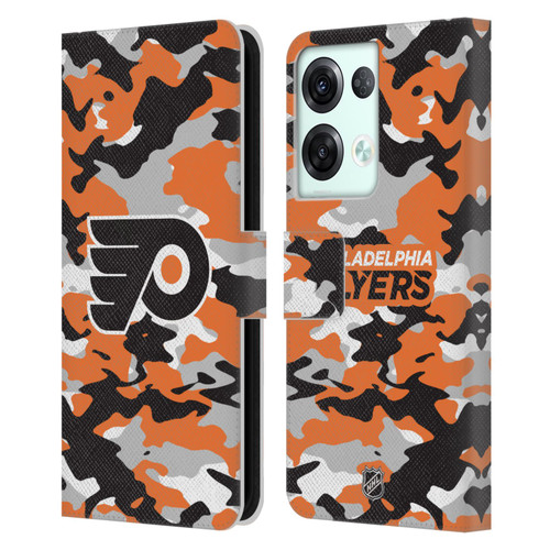 NHL Philadelphia Flyers Camouflage Leather Book Wallet Case Cover For OPPO Reno8 Pro