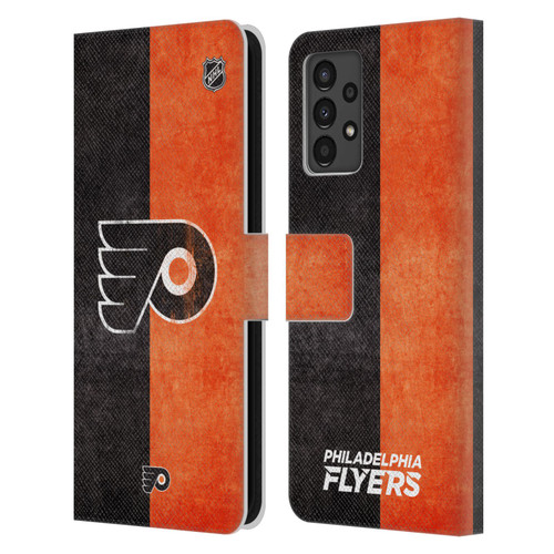 NHL Philadelphia Flyers Half Distressed Leather Book Wallet Case Cover For Samsung Galaxy A13 (2022)