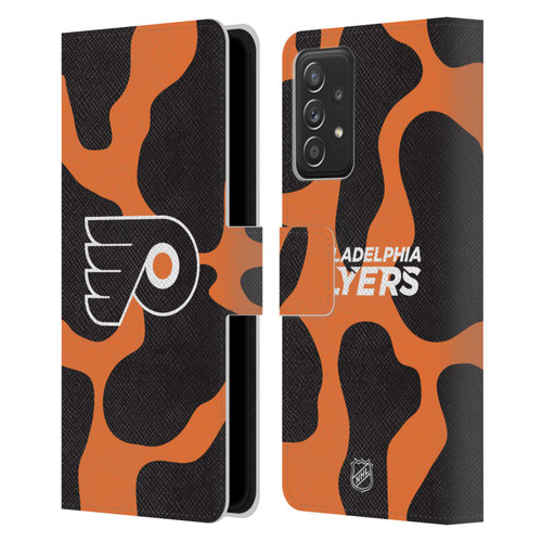 NHL Philadelphia Flyers Cow Pattern Leather Book Wallet Case Cover For Samsung Galaxy A52 / A52s / 5G (2021)