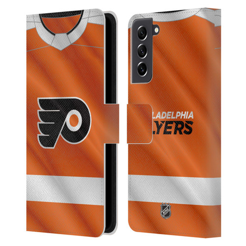 NHL Philadelphia Flyers Jersey Leather Book Wallet Case Cover For Samsung Galaxy S21 FE 5G