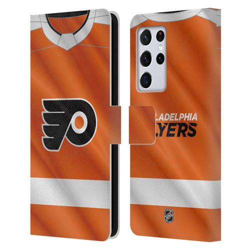 NHL Philadelphia Flyers Jersey Leather Book Wallet Case Cover For Samsung Galaxy S21 Ultra 5G