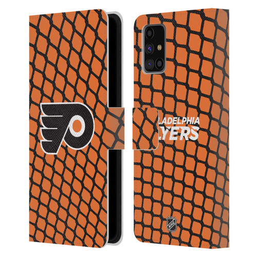 NHL Philadelphia Flyers Net Pattern Leather Book Wallet Case Cover For Samsung Galaxy M31s (2020)