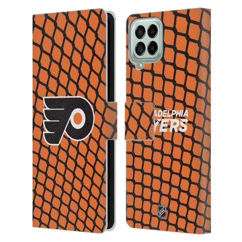 NHL Philadelphia Flyers Net Pattern Leather Book Wallet Case Cover For Samsung Galaxy M33 (2022)