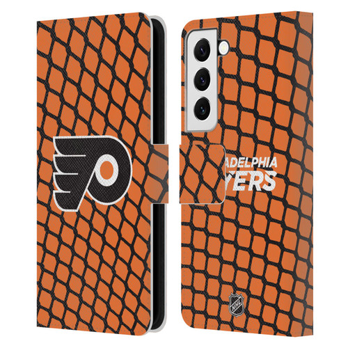 NHL Philadelphia Flyers Net Pattern Leather Book Wallet Case Cover For Samsung Galaxy S22 5G