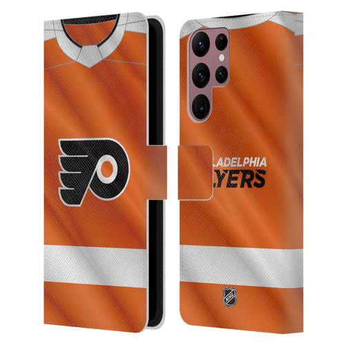 NHL Philadelphia Flyers Jersey Leather Book Wallet Case Cover For Samsung Galaxy S22 Ultra 5G