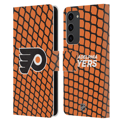 NHL Philadelphia Flyers Net Pattern Leather Book Wallet Case Cover For Samsung Galaxy S23+ 5G