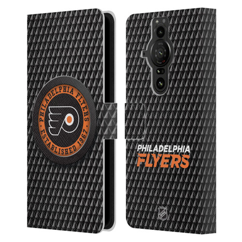 NHL Philadelphia Flyers Puck Texture Leather Book Wallet Case Cover For Sony Xperia Pro-I