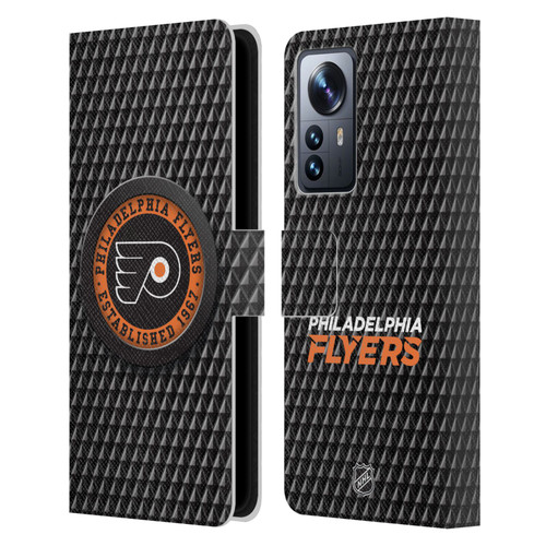 NHL Philadelphia Flyers Puck Texture Leather Book Wallet Case Cover For Xiaomi 12 Pro