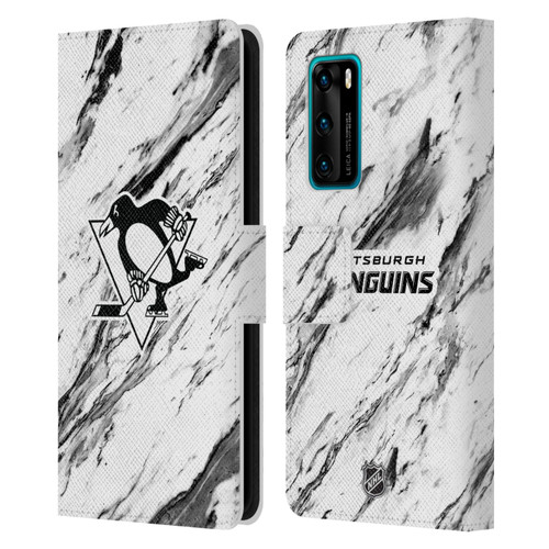 NHL Pittsburgh Penguins Marble Leather Book Wallet Case Cover For Huawei P40 5G