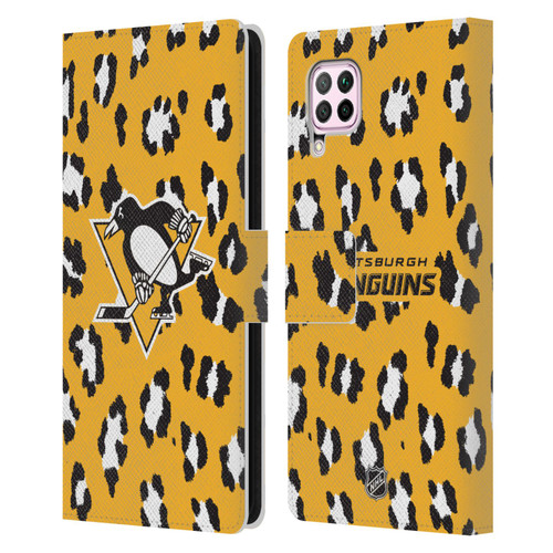 NHL Pittsburgh Penguins Leopard Patten Leather Book Wallet Case Cover For Huawei Nova 6 SE / P40 Lite