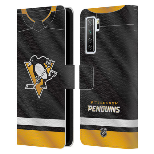NHL Pittsburgh Penguins Jersey Leather Book Wallet Case Cover For Huawei Nova 7 SE/P40 Lite 5G